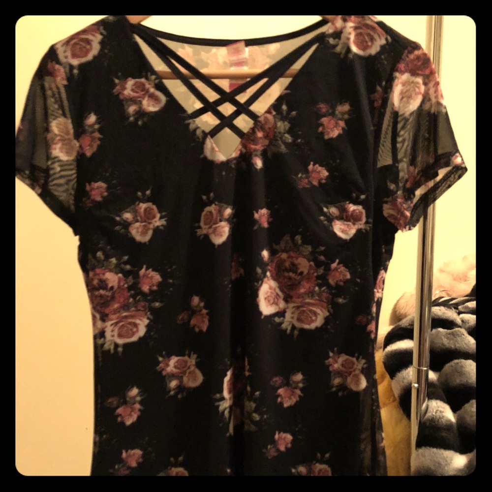 Mesh floral blouse